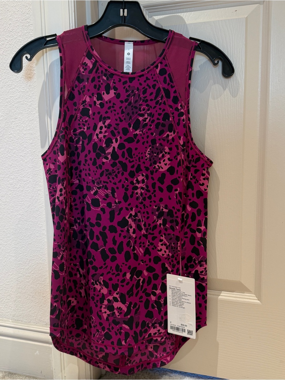 NWT Lululemon Sculpt Tank Leopard Camo Magenta Size 2